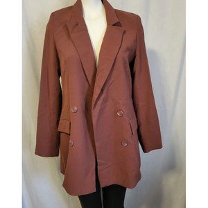RACHEL ZOE Brown Double Breasted Long Suit Jacket Size Medium Pockets NWT